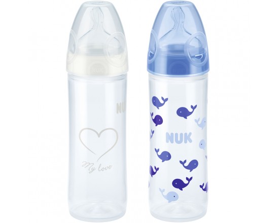 NUK Набор из 2 бутылочек с сосками New Classic, голубой, 250 мл
