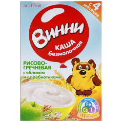 Винни каша безмолочная рисово-гречневая с яблоком и с пребиотиками 200гр Винни каша безмолочная рисово-гречневая с яблоком и с пребиотиками 200гр