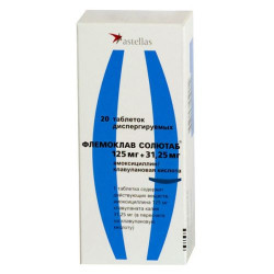 Флемоклав Солютаб 125 мг/31,25 мг №20 Флемоклав Солютаб 125 мг/31,25 мг №20